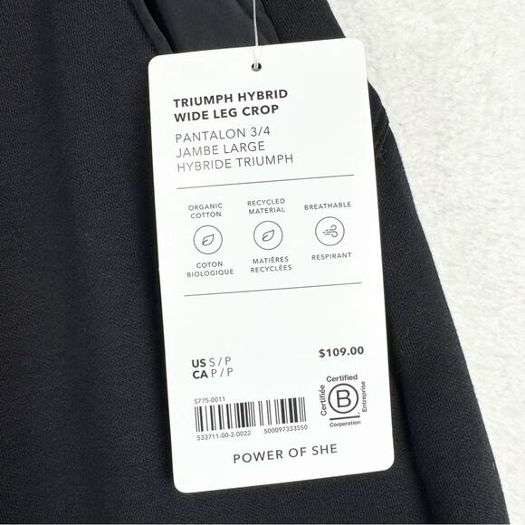 NWT Athleta Triumph Hybrid Wide Leg Drawstring Crop Black Sz S Athleisure Travel - Picture 11 of 16
